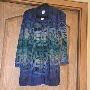 Chico's 2 Pc Blue and Green Ombre Cardigan And Tank